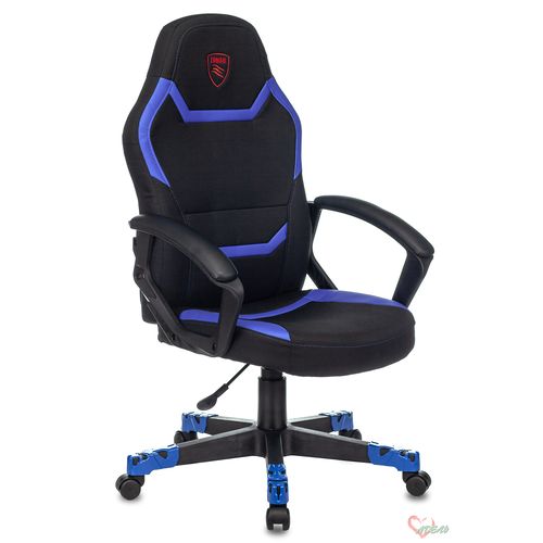 Кресло Zombie 10 черный/синий текстиль/эко.кожа крестов. пластик ZOMBIE 10 BLUE