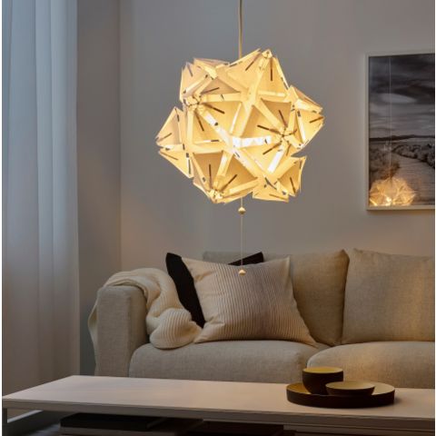РАМСЕЛЕ Подвесной светильник, геометрический/белый, 43 см