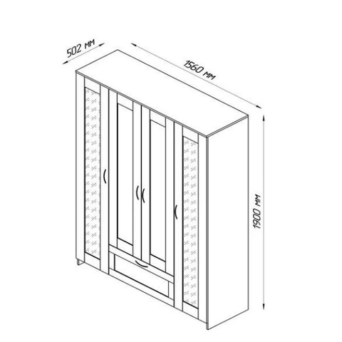 СИРИУС шкаф комбинированный 4 двери и 1 ящик, венге с 2-мя зеркалами  156*50*190