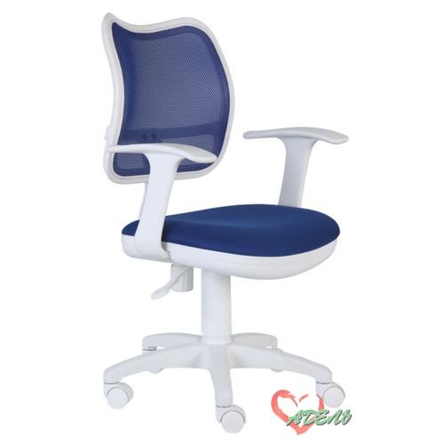 Кресло 797/BL/TW-10 (белый пластик, спинка синяя сетка, сиденье синее TW-10)