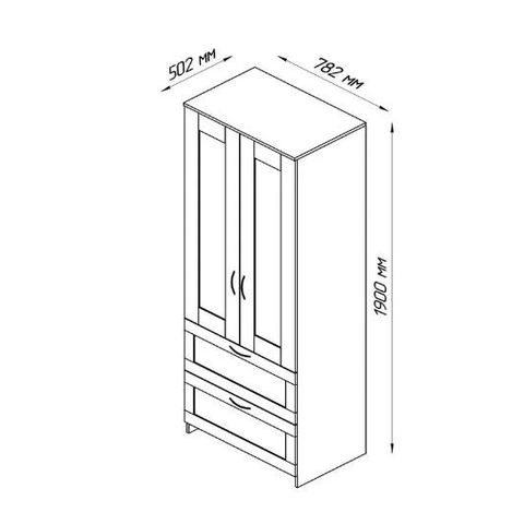 СИРИУС шкаф комбинированный 2 двери и 2 ящик, белый 78*50*190