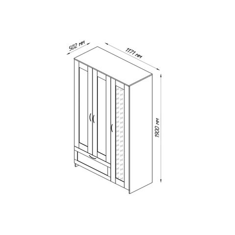 СИРИУС шкаф комбинированный 3 двери и 1 ящик, белый 117*50*190